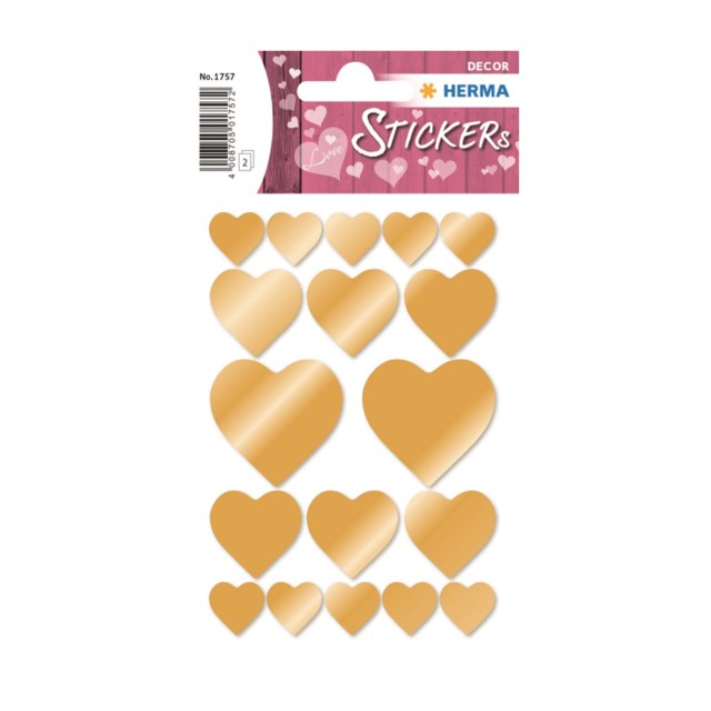Etikett Herma Stickers Hjärtan guld 36st/set - 1