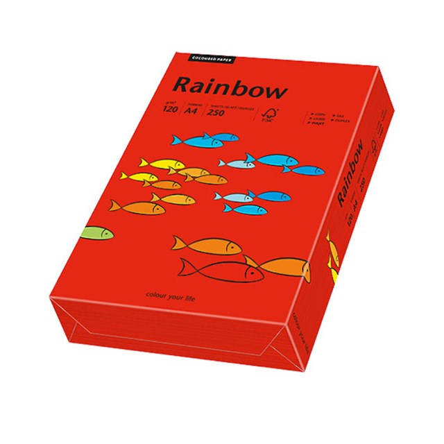Papper Rainbow A4 120g intensivröd 250ark/fp - 1