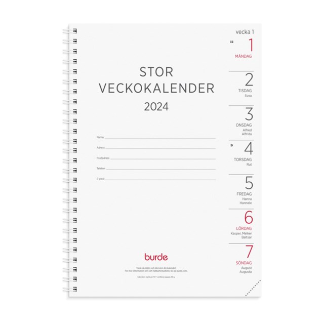 Burde Stor Veckokalender Refill 2024 - 1