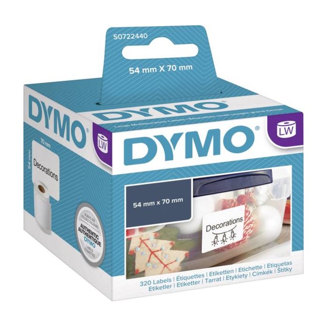 Etikett Dymo LW Papper 70x54 mm vit 320st/rle - 1