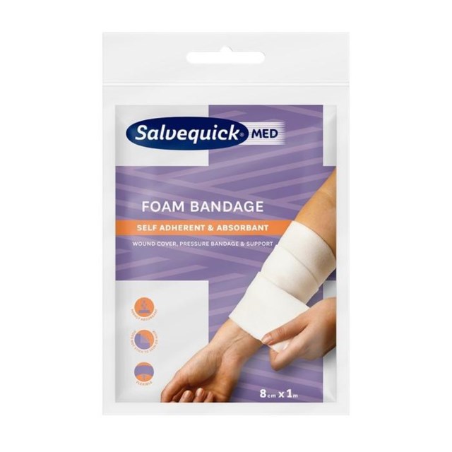 SalvequickMED Foam Bandage 8cm x 1m - 1